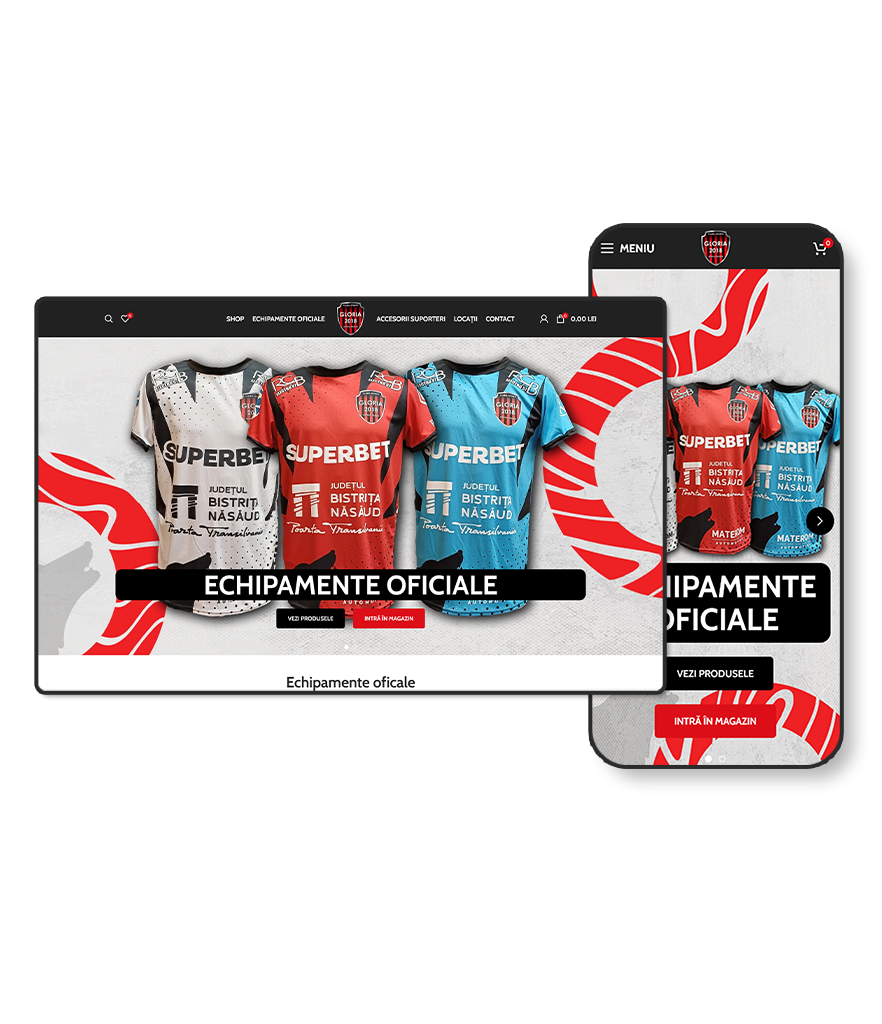 realizare magazin online fan shop gloria bistrita
