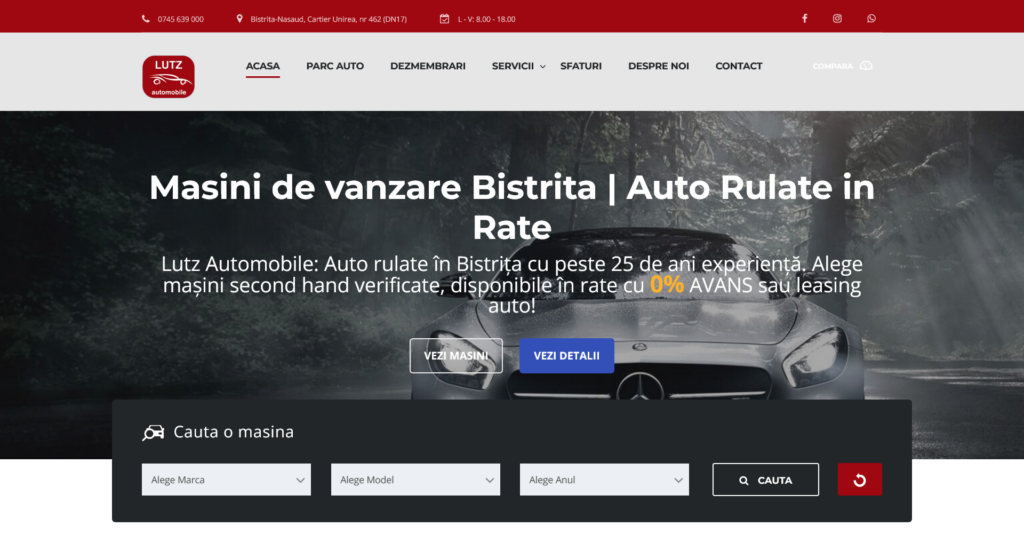 creare site vanzari auto